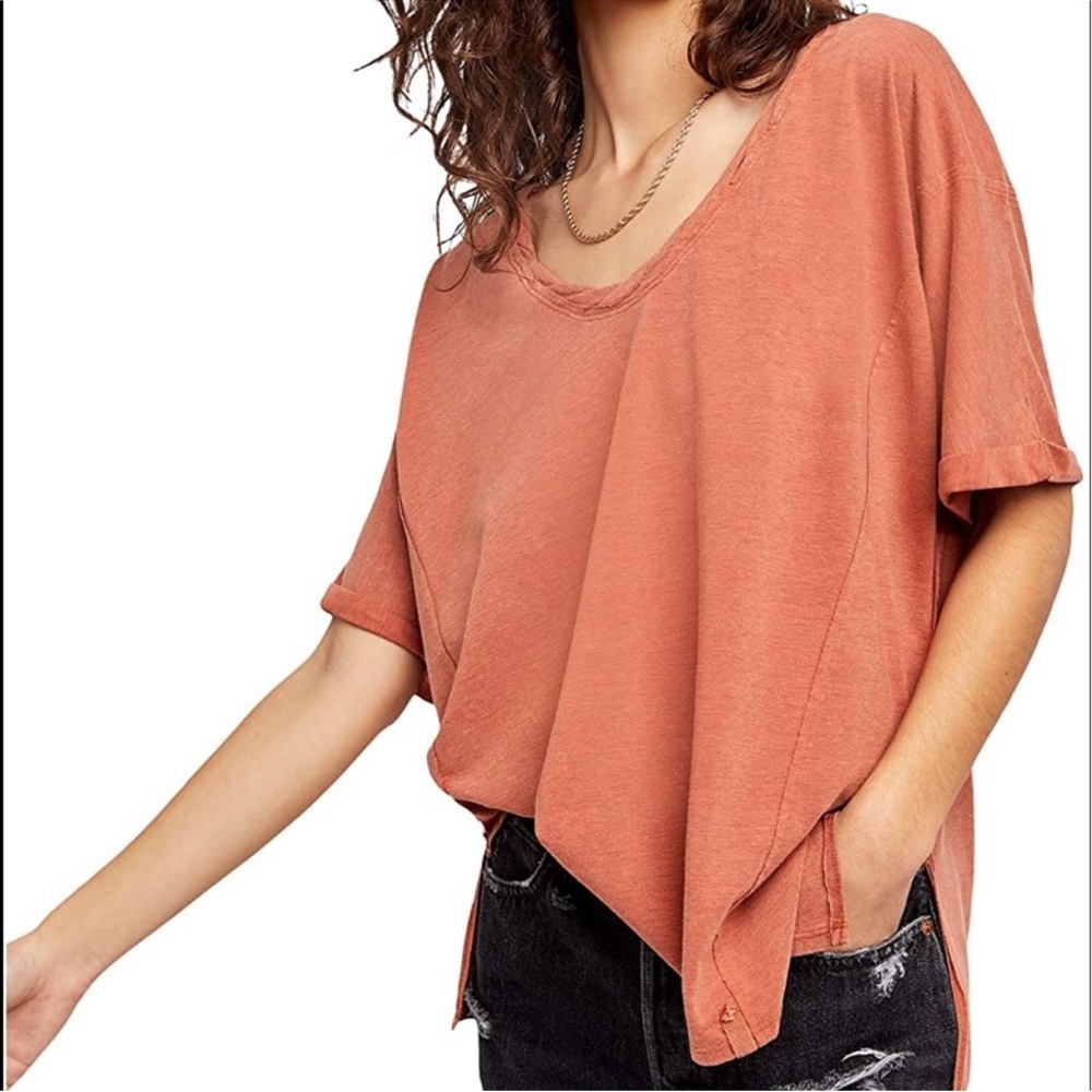 Free People Luna Tee Ambered Coral